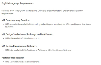 南安普顿大学留学申请要求