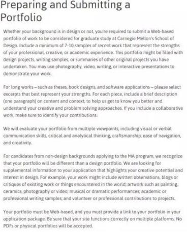 CMU官网对于交互设计作品集的建议
