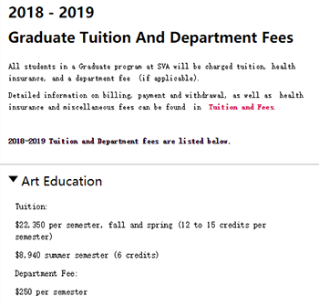 SVA纽约视觉艺术学院硕士留学学费