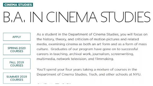 纽约大学Tisch学院电影专业本科